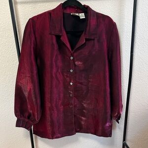 Allison Daley Deep Red Button Down Shirt
